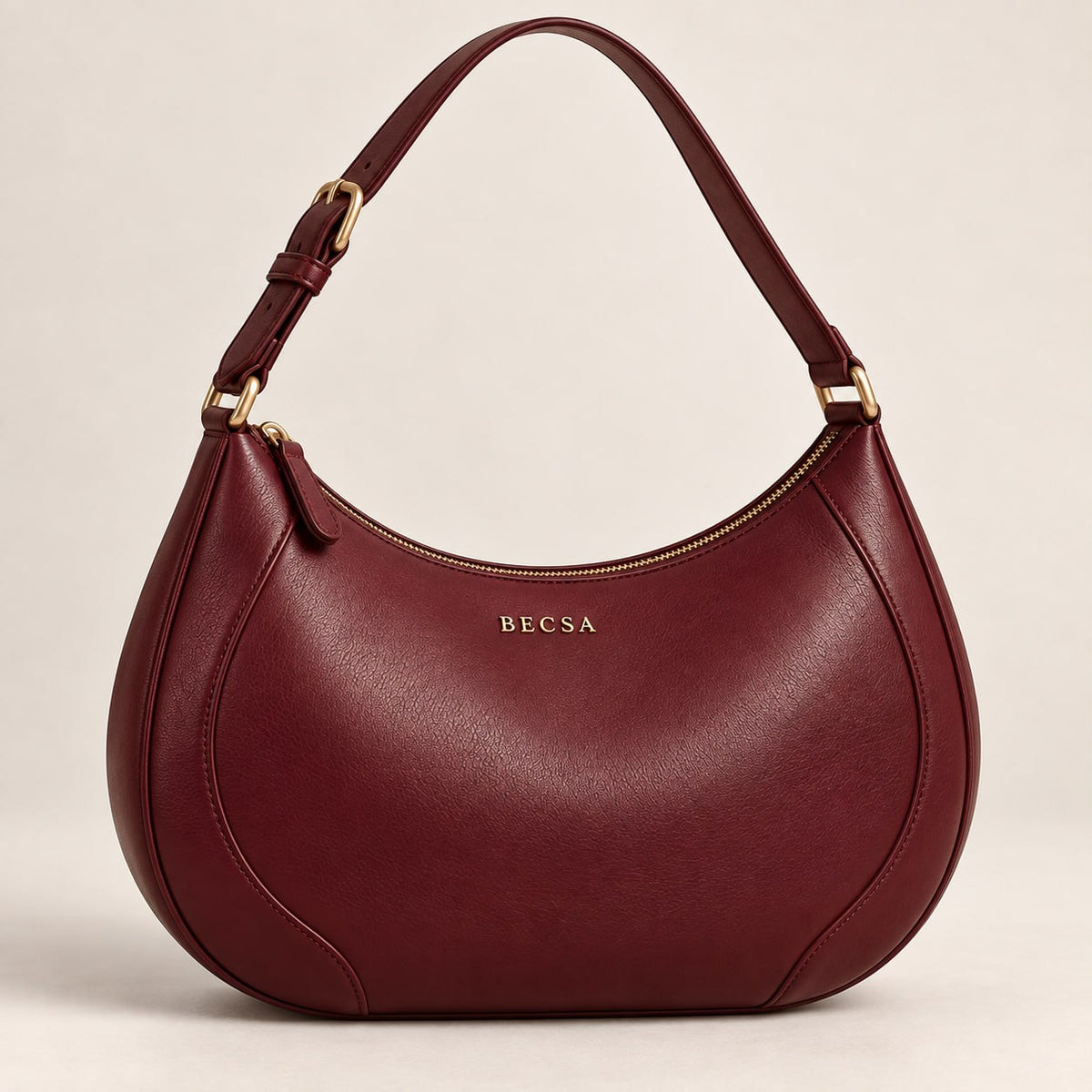Becsa Women's Burgundy Hobo Shoulder Bag