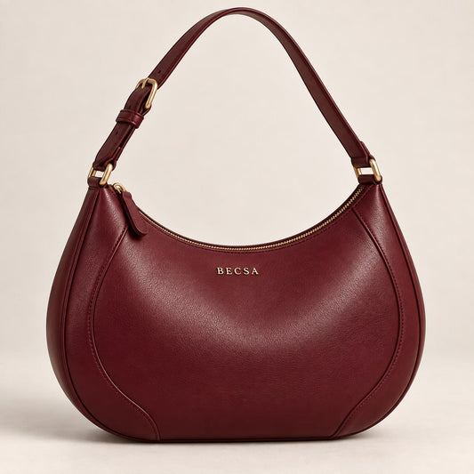 Becsa Women's Burgundy Hobo Shoulder Bag