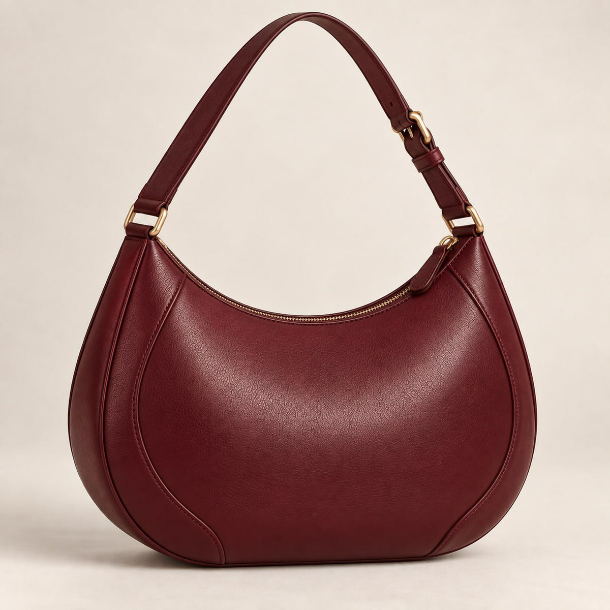 Becsa Women's Burgundy Hobo Shoulder Bag
