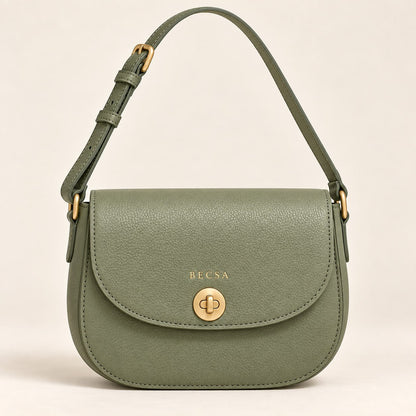 Becsa Women's Olive Green Saddle Shoulder Bag