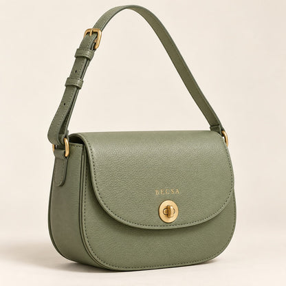 Becsa Women's Olive Green Saddle Shoulder Bag