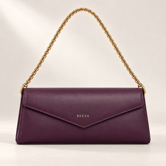 Becsa Women's Plum Chain Shoulder Bag
