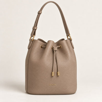Becsa Women's Taupe Bucket Shoulder Bag