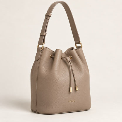 Becsa Women's Taupe Bucket Shoulder Bag
