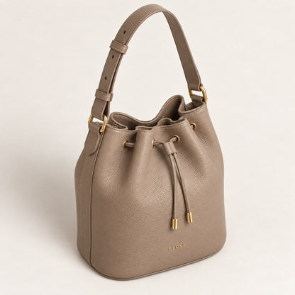Becsa Women's Taupe Bucket Shoulder Bag