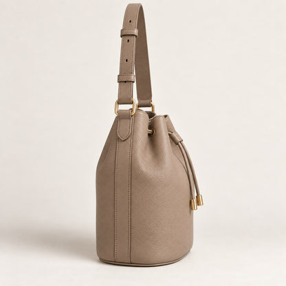 Becsa Women's Taupe Bucket Shoulder Bag